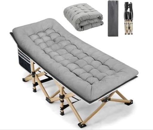 Fragess Portable Camping Cot 600LBS Max Load Extra Wide with Thick Mattress Deal