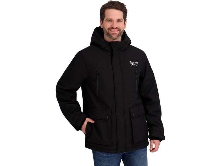 Reebok Men Insulated Softshell Winter Jacket (Large, Black) Deal