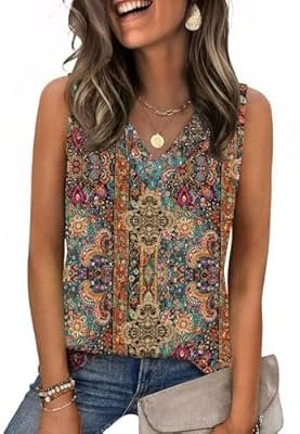 V Neck Loose Fit Sleeveless Summer Top