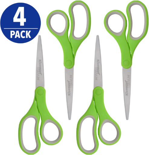 Westcott KleenCut 8” Titanium Scissors 4-Pack Deal