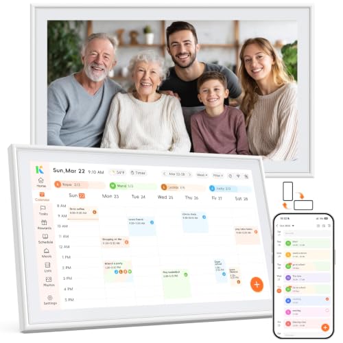 15.6" Digital Calendar Wall Touch Screen Family Planner Picture Frame, Sync, No Subscription