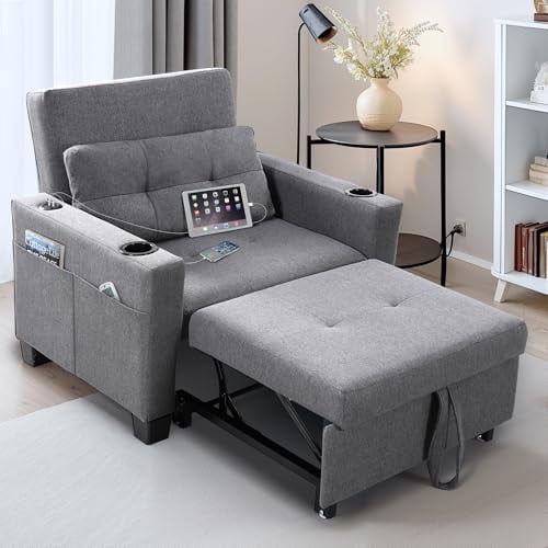 FLEXISPOT XCT2 3-in-1 Sleeper Chair Bed w/ USB Ports, Adjustable Backrest & Cupholders (Grey) Deal