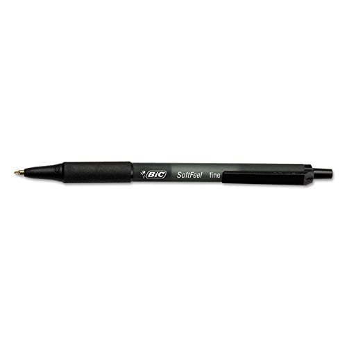 BIC Soft Feel Black Retractable Ballpoint Pens 12-Pack