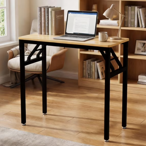 Folding Writing Computer Desk in Oak & Black