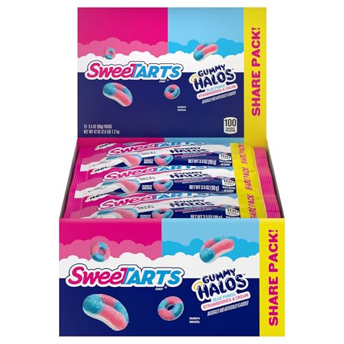 SweeTARTS Gummy Halos 12-Pack (Blue Punch, Strawberries and Cream)