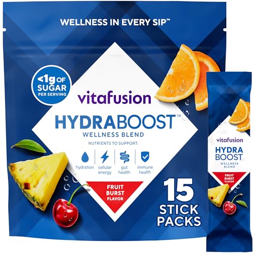 Vitafusion Hydraboost Electrolyte Drink Powder Packets 15-Count (Fruit Burst)