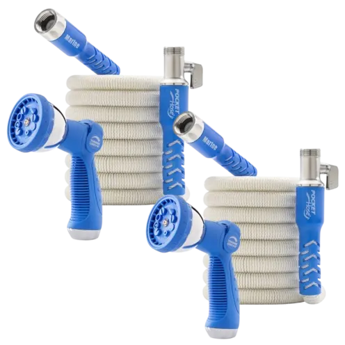 2pk Pocket Hose 50' Expandable Garden Hoses with Hand Sprayers 