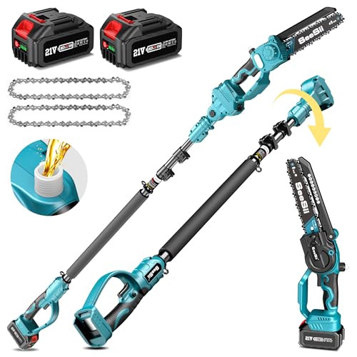 Seesii Polesaw Cordless 8'' Electric Chainsaw with 2x 4Ah Batteries