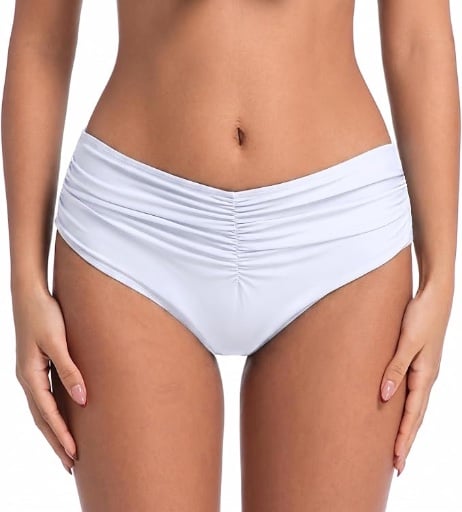 Mid Rise Ruched Bikini Bottoms - Multi Colors  Deal