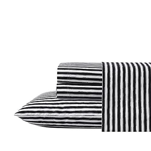 Betsey Johnson Queen Bed Sheets Cotton Percale Bedding Set Sketchy Stripe