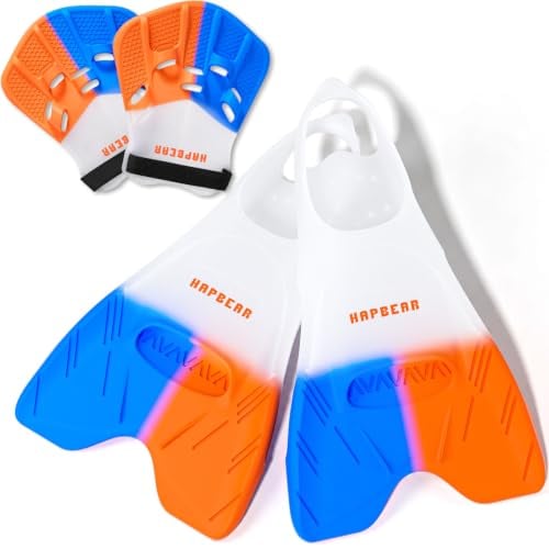 HAPBEAR Swim Fins & Hand Paddles Training Set Deal