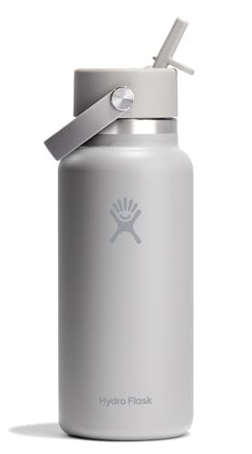 Hydro Flask Water Bottle, Insulated Stainless Steel, Wide Mouth Flex Straw Lid, 32 Oz Tonal Birch