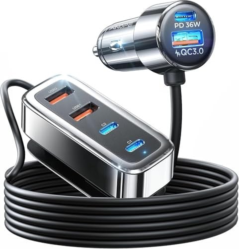 108W 6-Port Ainope USB-C Car Charger Adapter w/ 5' Cable Deal