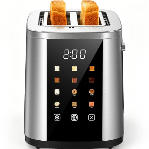 Foyoconven 2-Slice Stainless Steel Toaster w/ Touch Screen & 1.5" Wide Slots