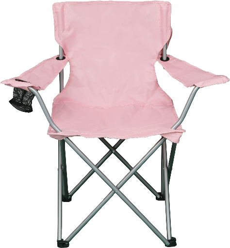 Ozark Trail Basic Quad Folding Camp Chair with Cup Holder in Pink