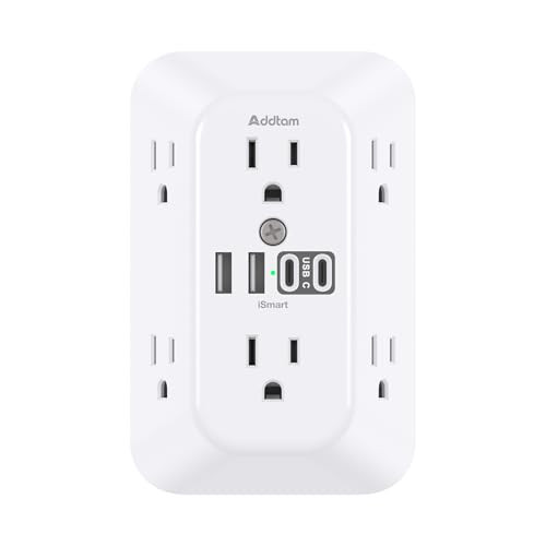 Addtam Surge Protector Outlet Extender w/ 4 USB Ports (2x USB-C)