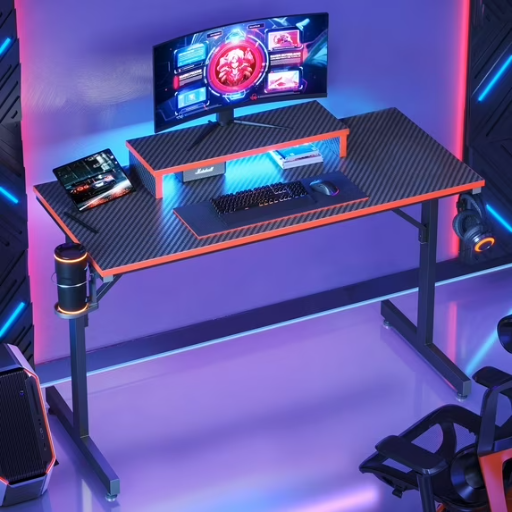 Bestier 42" Gaming PC Computer Desk w/ LED Lights, Monitor Stand & Cup Holder Deal