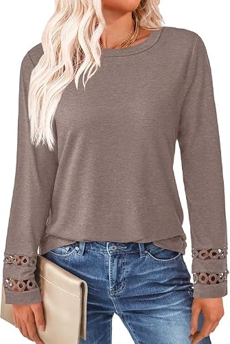 GKBK Women's Long Sleeve Crewneck Loose Fit Blouse