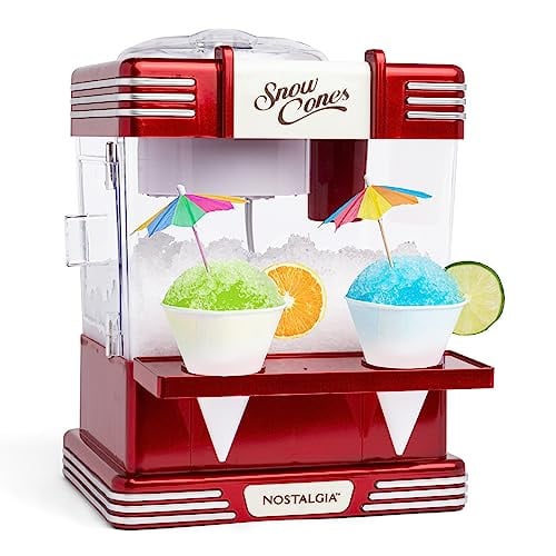Nostalgia Snow Cone Shaved Ice Machine - Retro Table-Top Slushie Machine Makes 20 Icy Treats