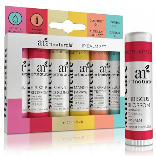 ArtNaturals Organic Lip Balm Set (Assorted) 6-Piece