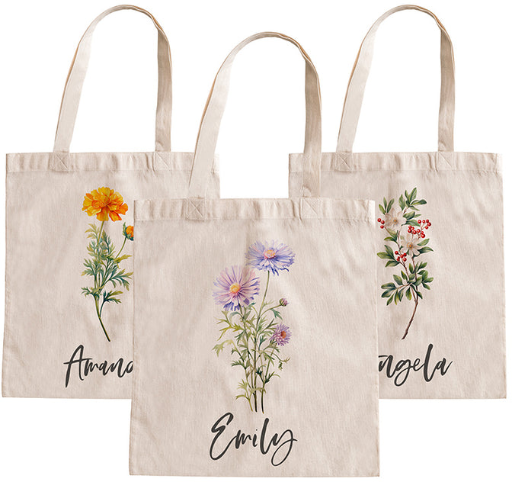 Birthflower Personalized Cotton Tote Bags
