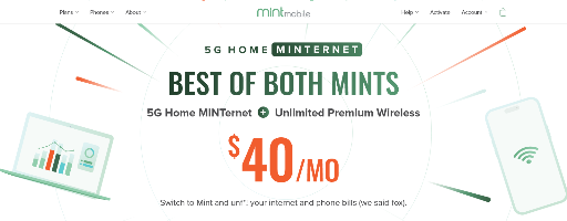 Mint Mobile 1-Year 5G Home MINTernet + 1-Year Unlimited Phone Plan