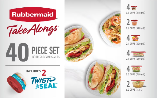 40-Piece Rubbermaid TakeAlongs Food Storage Set