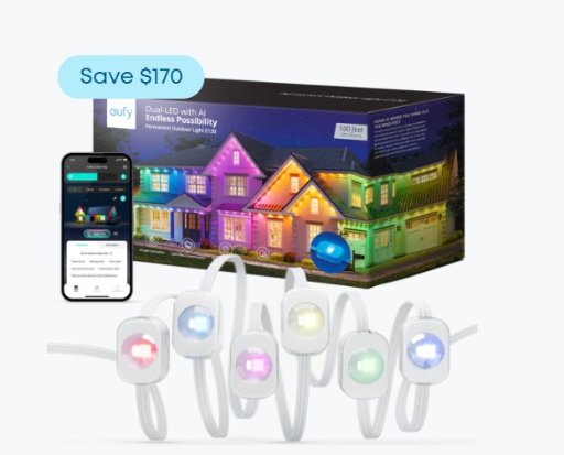 Eufy 100ft Permanent Outdoor Smart String Lights E120 w/ 60 Dual-LEDs