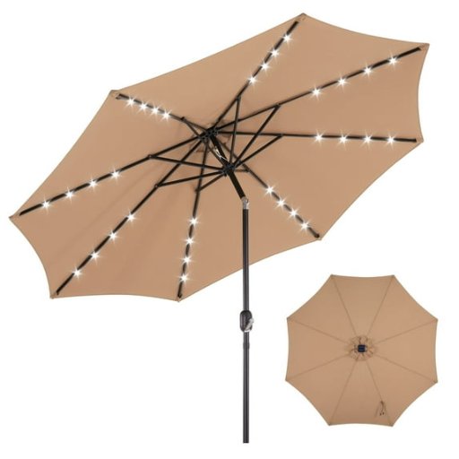 edx 10' Solar 32 LED Lights Patio Umbrella w/ Tilt Adjustment