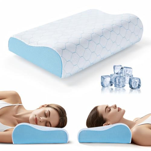 A-Pce Cervical Neck Pillow, Memory Foam, Contour Dual Height Blue Deal
