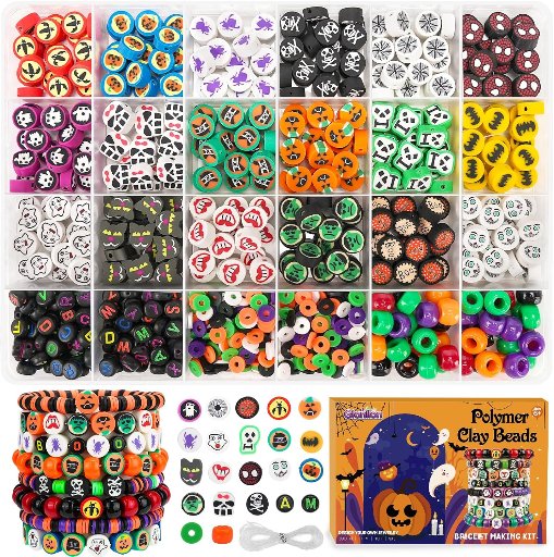Gionlion 700Pcs Halloween Polymer Clay Beads Bracelet Making Kit