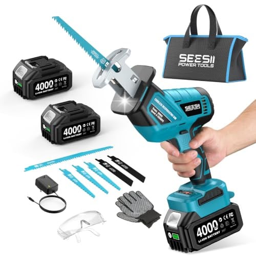 SEESII Reciprocating Saw Cordless 3500 RPM with 6 Saw Blades, 2 x 4.0Ah Batteries Deal
