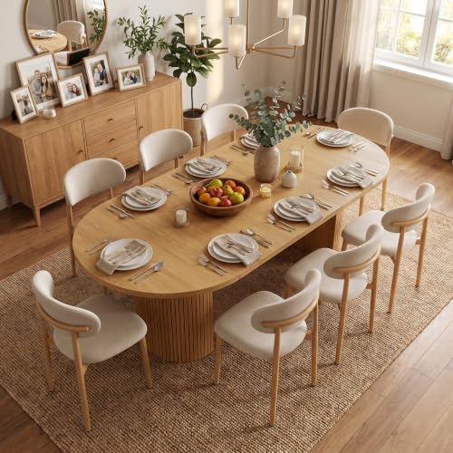 43.3"-94.5" Extendable Oval Dining Table for 4-8 with Storage