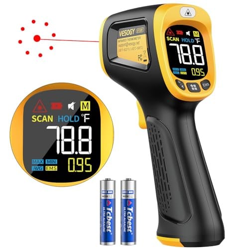 VESOGY Infrared Laser Temp Gun w/ Adjustable Emissivity (-58°F to 932°F) Deal