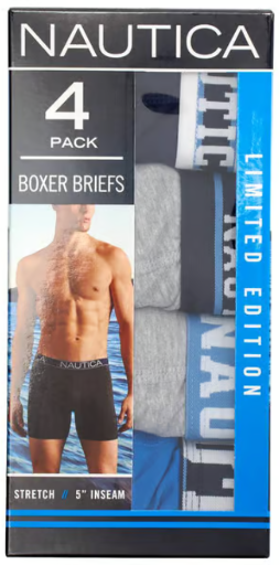 4-Pack Nautica Mens Boxer Briefs