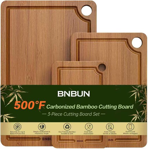 Bamboo Cutting Board 3-Piece Wooden Boards with Juice Grooves Deal