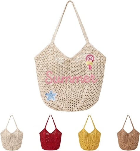 Custom Name Hollow-Weave Crochet Tote Bag Deal
