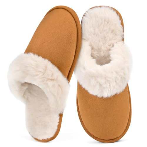 Rosoz Womens Fuzzy Slippers with Plush Fleece Lining