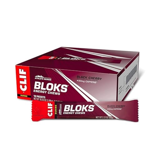 CLIF BLOKS Energy Chews, Black Cherry Flavor w/Caffeine, 18 Packs Deal