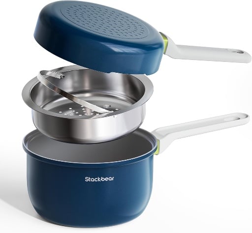 3-Piece Ceramic Nonstick Cookware Set with Steamer Deal