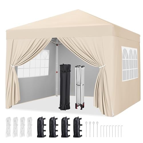 Yaheetech 10x10 Pop-Up Canopy Tent w/ 4 Sidewalls & Roller Bag Deal