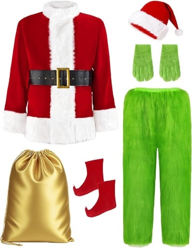 8PCS Deluxe Grinch Suit Deal