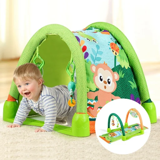 4-in-1 Green Activity Play Mat Baby Activity Center w/3 Hanging Toys Deal