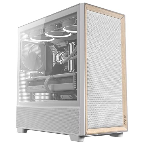 Antec FLUX Wood Mid-Tower E-ATX Computer Case w/ 5 x PWM Fans (White)
