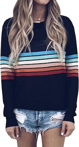 Ecowish Cute Color Striped Sweater