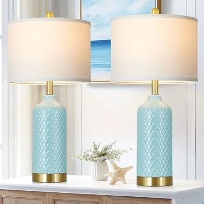 Luxeflow 26" Aqua Blue Ceramic Table Lamps Set of 2 Deal