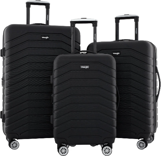 Wrangler Tahoe 3 Piece Spinner Luggage Set, Black Deal