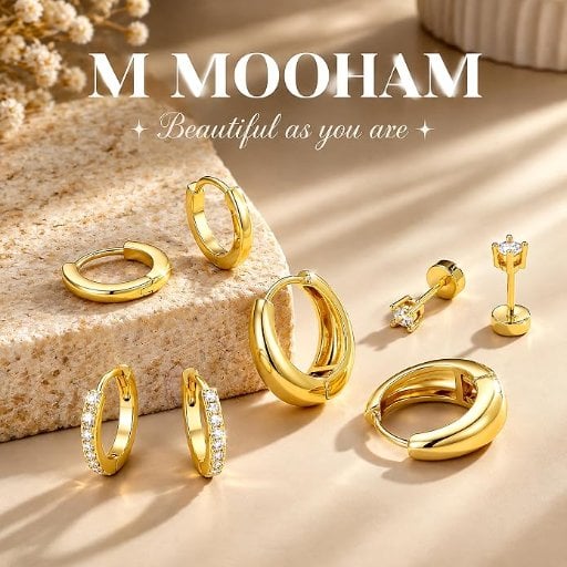 Gold Hoop Earrings, 4-Pair Pack