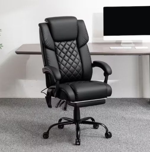 Big and Tall Faux Leather High Back Ergonomic Executive Chair with Linkage Arm & Foot Rests Deal