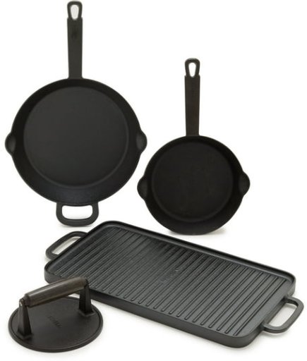 Bobby Flay by GreenPan – 4-Piece Pre-Seasoned Cast Iron Skillet Cookware Set
